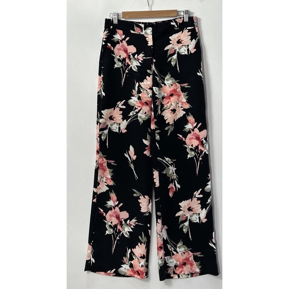 Women's WHBM White House Black Market  Wide-Leg Floral Print Pants‎ Stretch Sz 4